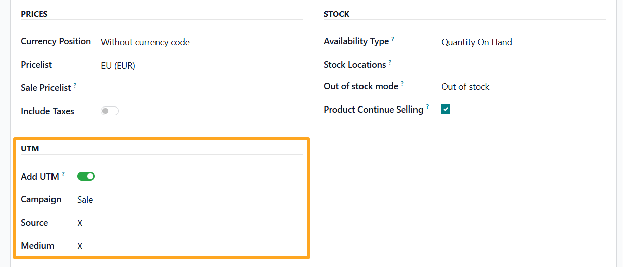 odoo sprzedajemy product data feed add utm settings